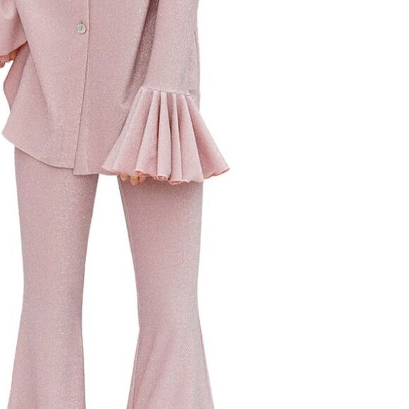Sleeper Cosmos Lounge Suit M Top and S Pants Flared Pink Glitter Shimmer $350 - Picture 8 of 15